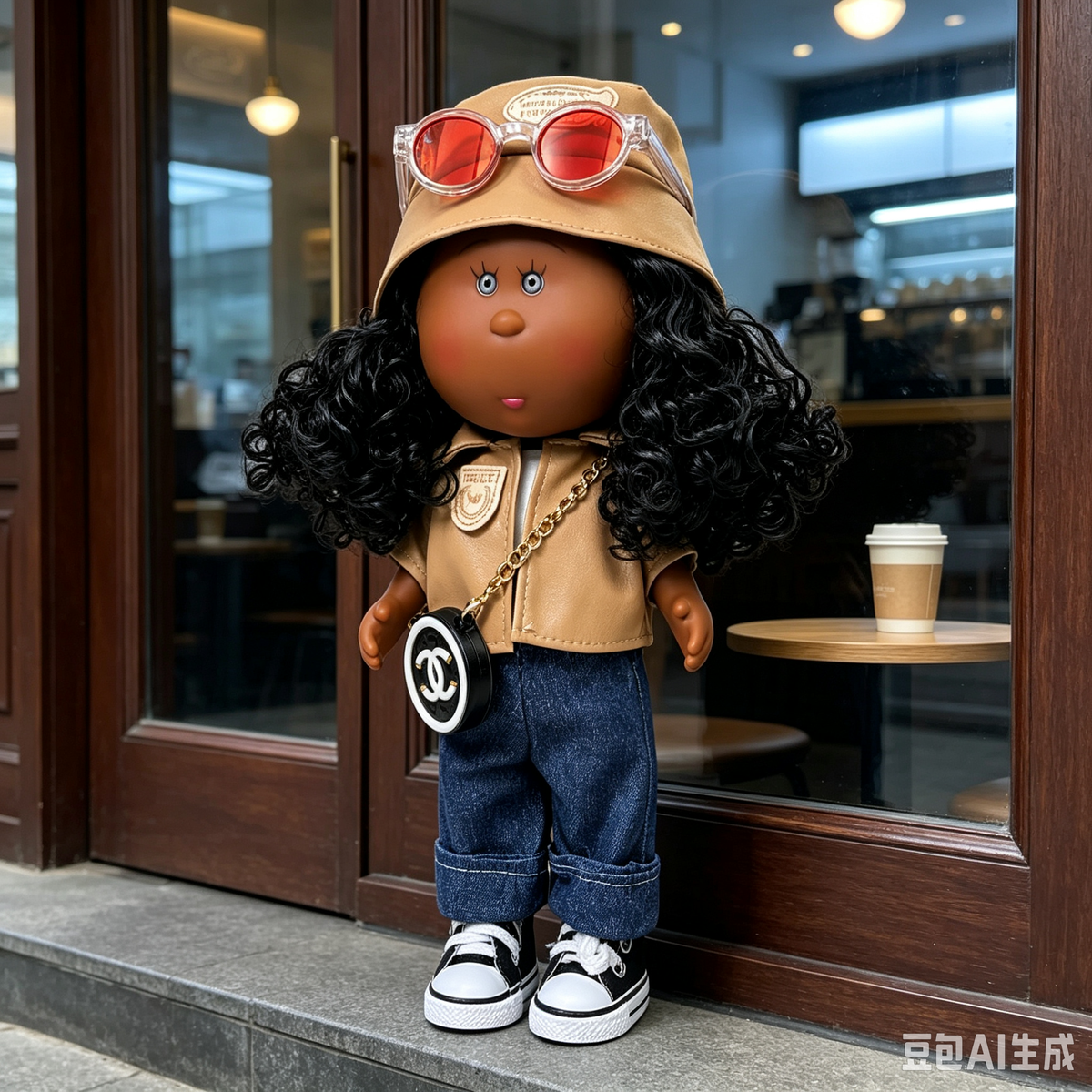 24 CM MIA Potato Vinyl Doll Street Hip-Hop Outfit Removable Hat Glasses Round Chain Bag DIY Dress Up Fashion Collectible Toy Birthday Gift For Collectors