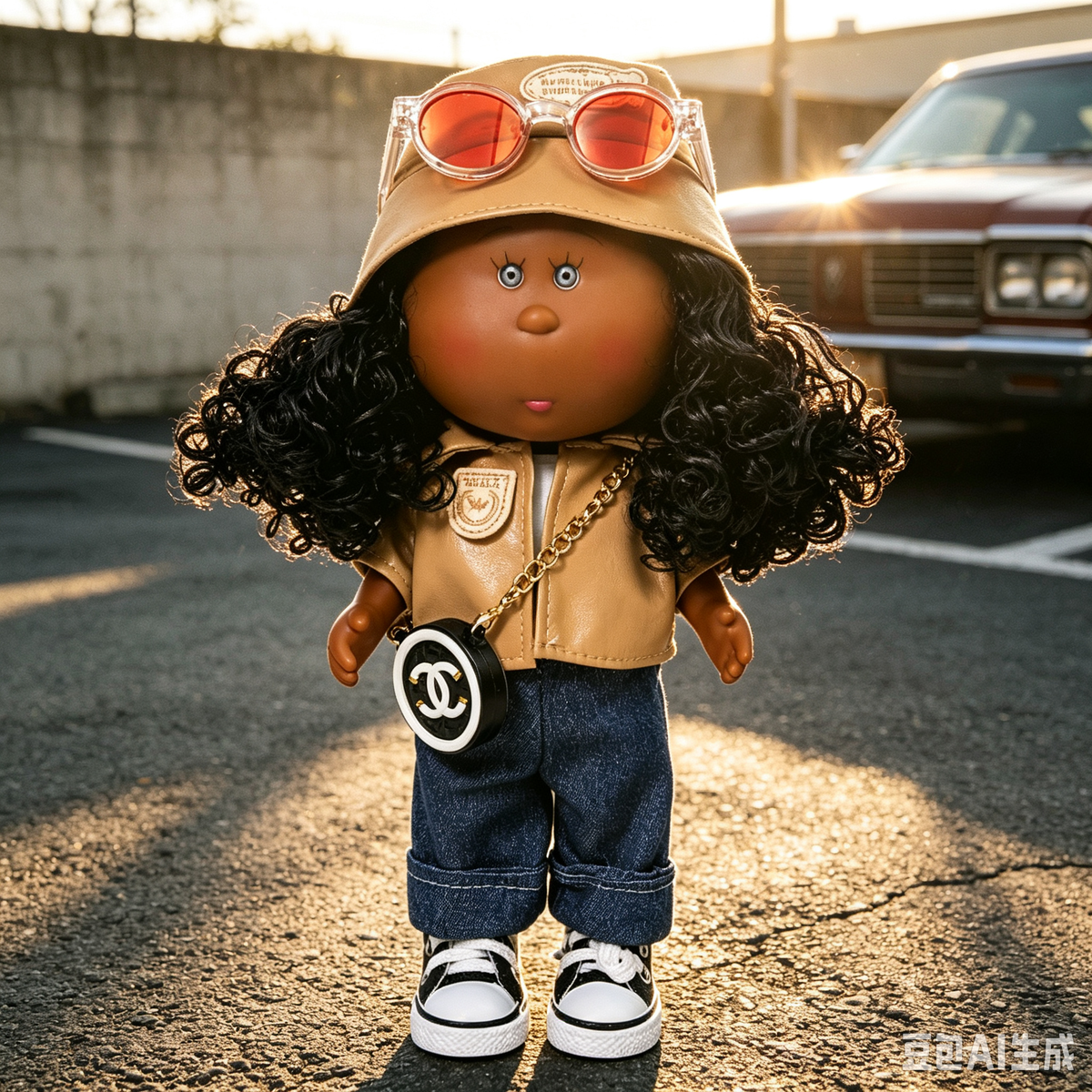24 CM MIA Potato Vinyl Doll Street Hip-Hop Outfit Removable Hat Glasses Round Chain Bag DIY Dress Up Fashion Collectible Toy Birthday Gift For Collectors