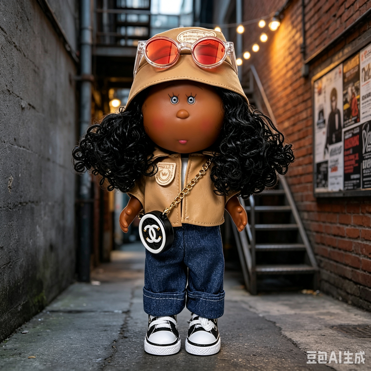 24 CM MIA Potato Vinyl Doll Street Hip-Hop Outfit Removable Hat Glasses Round Chain Bag DIY Dress Up Fashion Collectible Toy Birthday Gift For Collectors