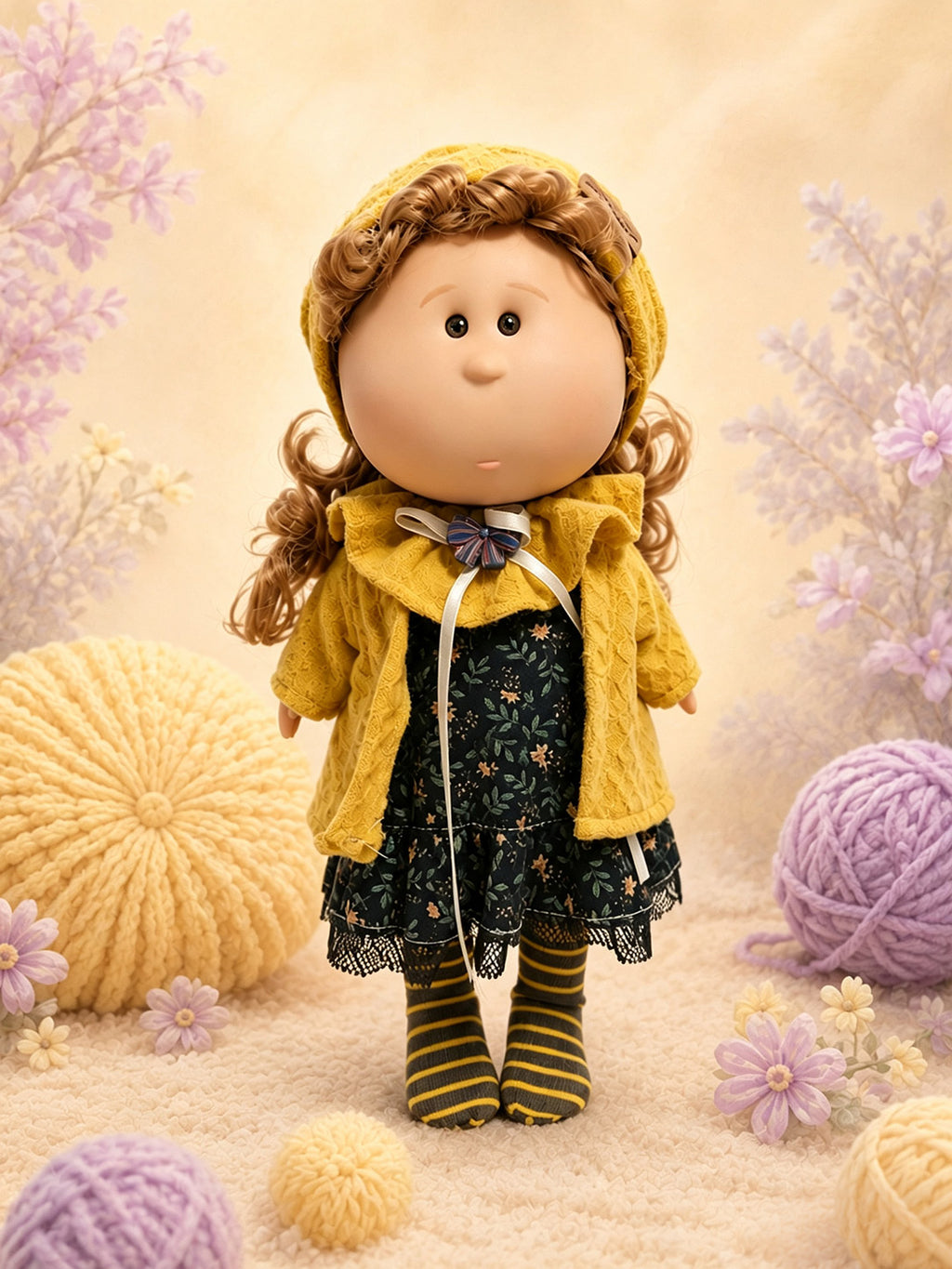 30cm Spanish Mia Potato Doll Autumn Retro Pastoral Knitted Outfit Set, Handmade DIY Dress-Up Trend Collectible Toy, Birthday Holiday Gift for Girls