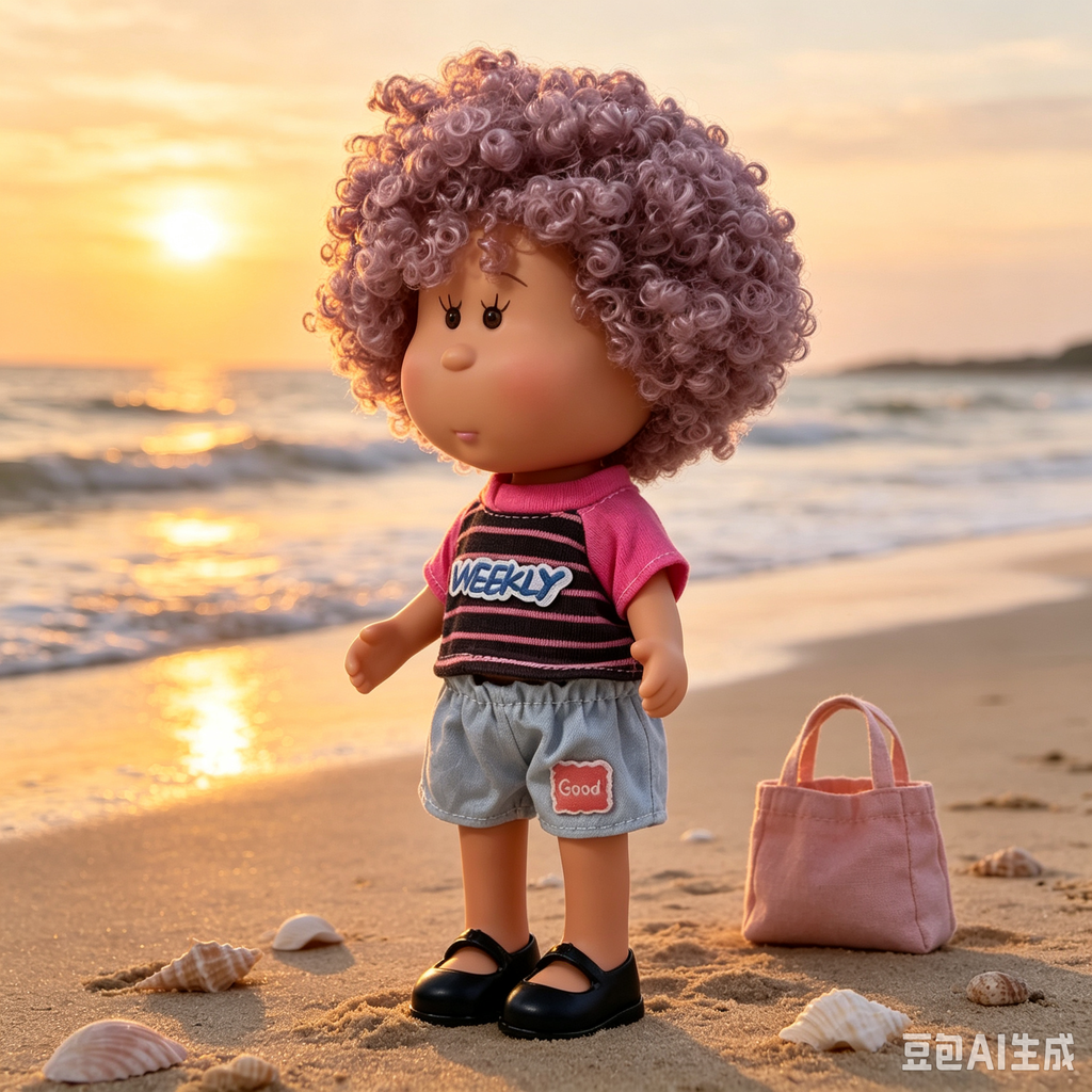 24cm MIA Potato Doll – Lavender Curly Hair, Casual Daily Outfit, Black Flat Shoes. Street‑style play doll—perfect as a birthday, Christmas, Children’s Day gift for imaginative play.