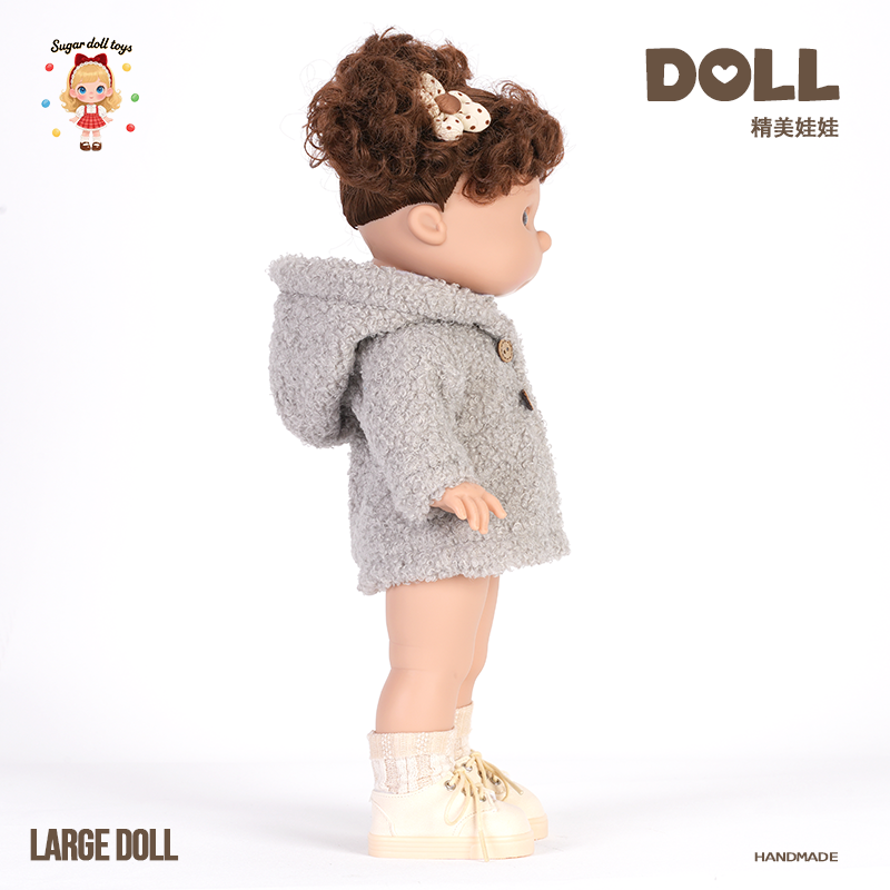 Cozy Winter Fleece Coat Reborn Baby Doll, Handmade Exquisite Large Doll with Bow Hair Clips, Perfect Gift for Kids, Collectors & Holiday Surprise
