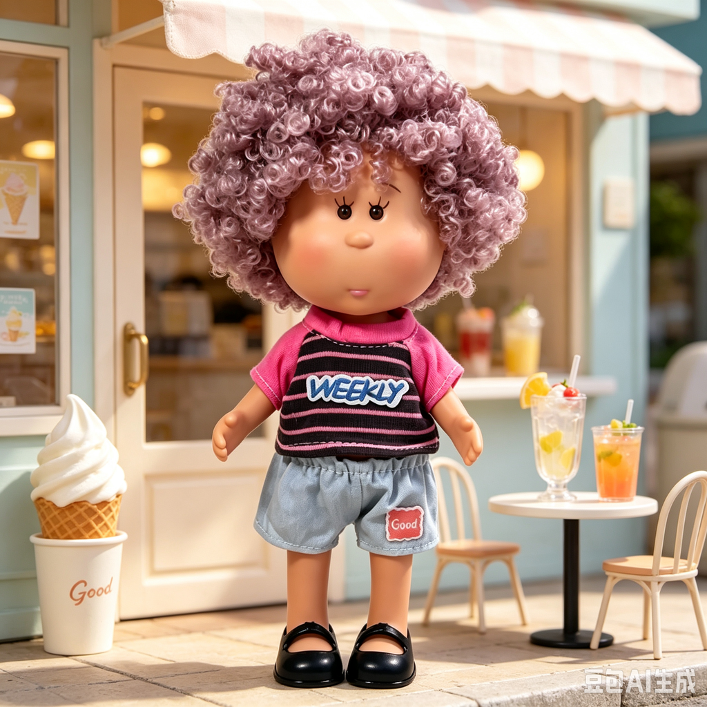 24cm MIA Potato Doll – Lavender Curly Hair, Casual Daily Outfit, Black Flat Shoes. Street‑style play doll—perfect as a birthday, Christmas, Children’s Day gift for imaginative play.