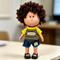 24cm MIA Potato Doll – Curly Brown Hair, Summer Casual Outfit, Denim Shorts, Black Leather Shoes. Boy‑style daily play doll—perfect as a birthday, Christmas, Children’s Day gift for imaginative play.