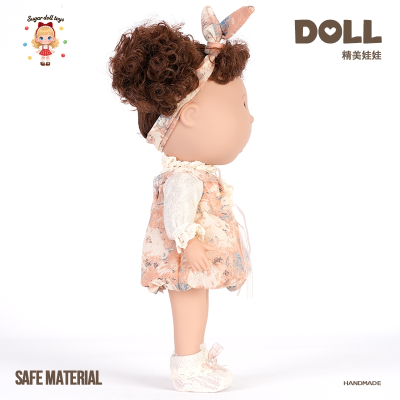 Sugar Doll Handmade Doll - Soft Safe Cuddly Toy with Curly Hair & Vintage Floral Outfit | Perfect Gift for Baby & Toddler