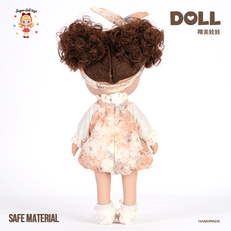 Sugar Doll Handmade Doll - Soft Safe Cuddly Toy with Curly Hair & Vintage Floral Outfit | Perfect Gift for Baby & Toddler