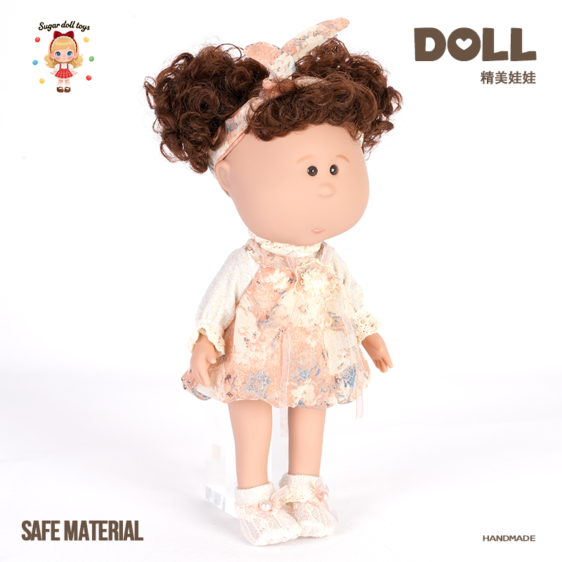 Sugar Doll Handmade Doll - Soft Safe Cuddly Toy with Curly Hair & Vintage Floral Outfit | Perfect Gift for Baby & Toddler