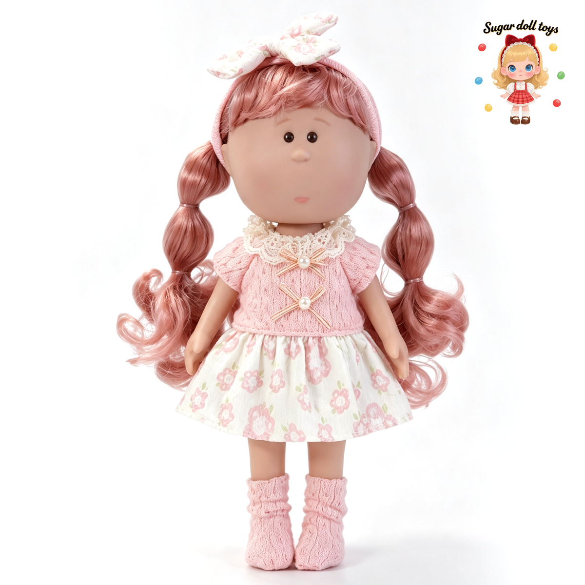 30cm Spanish Mia Potato Doll Pink Floral French Sweet Outfit Set, Handmade Detachable Dress-Up Toy, Birthday Holiday Gift for Girls