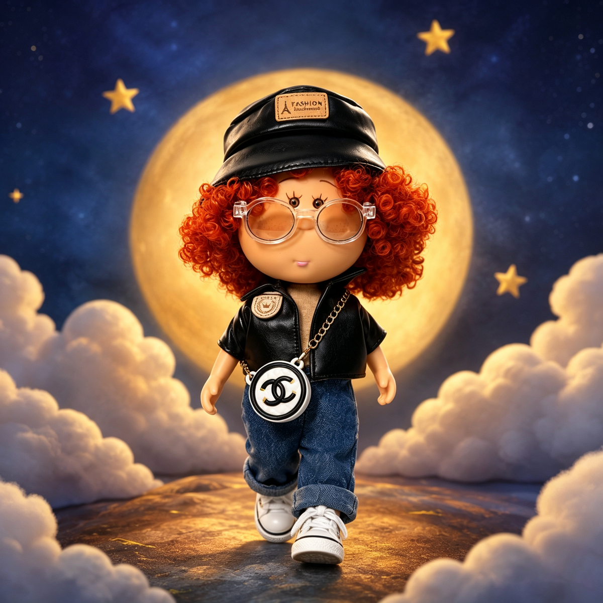 24 CM MIA Potato Vinyl Doll Street Hip-Hop Outfit Removable Hat Glasses Round Chain Bag DIY Dress Up Fashion Collectible Toy Birthday Gift For Collectors