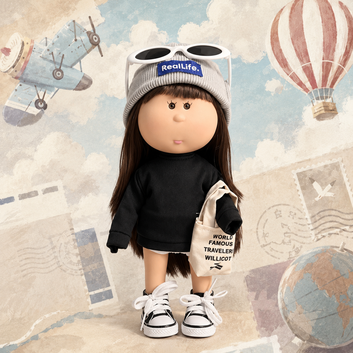 24cm MIA Potato Doll Urban Daily Street Style MIA Potato Doll 24cm Straight Brown Hair Doll Sweatshirt Outfit Pretend Play Collectible Toy Holiday Present for Boys & Girls