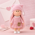 Sweet Pastel Style 14cm MIA Potato Doll Bag Charm Light Pink Hair Handmade Knit Outfit Rabbit Patch Portable Collectible Keychain Ornament Present for Kids & Hobbyists 标题 SEO 布局解析