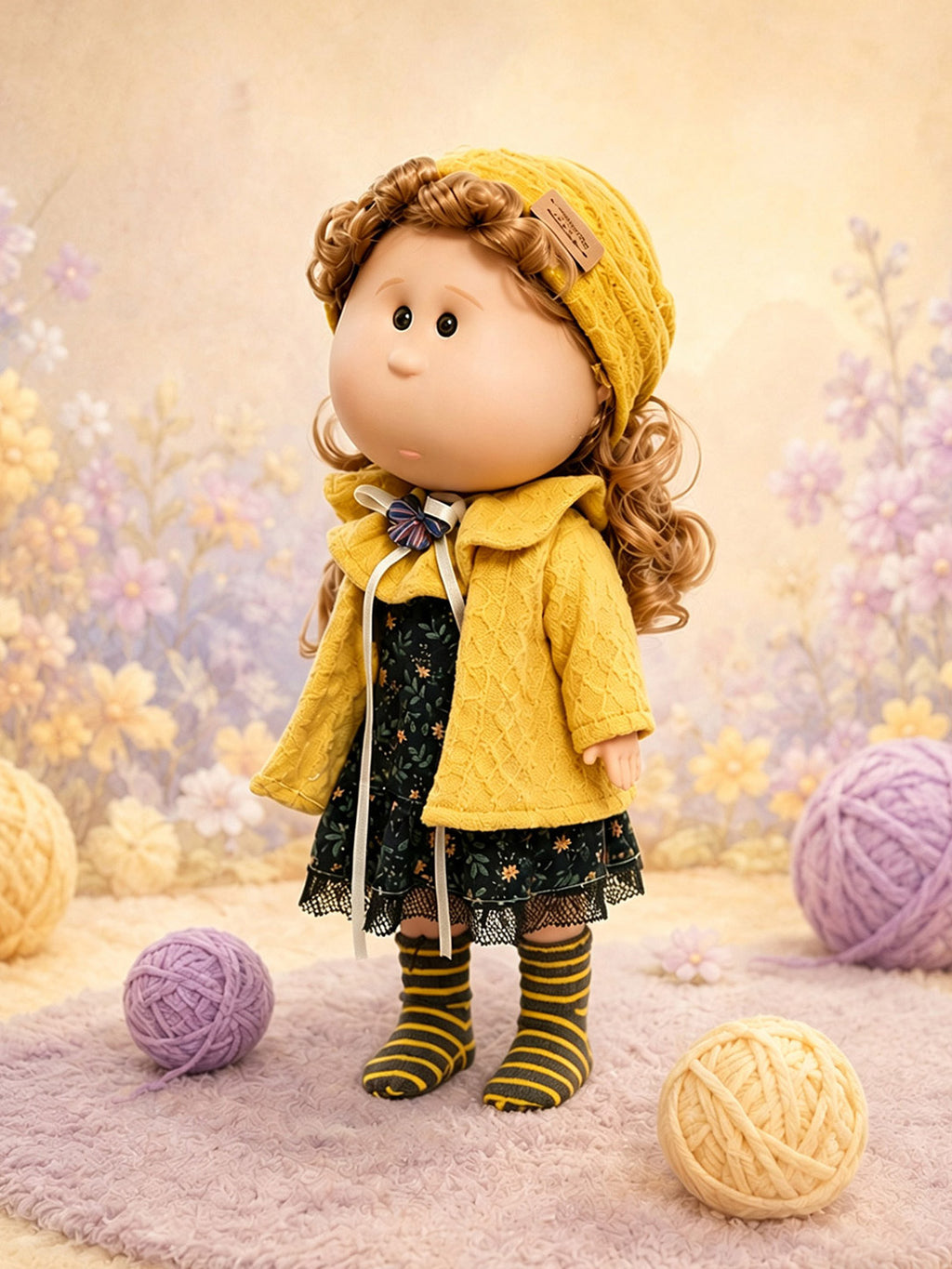 30cm Spanish Mia Potato Doll Autumn Retro Pastoral Knitted Outfit Set, Handmade DIY Dress-Up Trend Collectible Toy, Birthday Holiday Gift for Girls