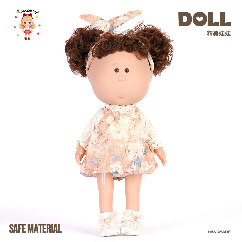 Sugar Doll Handmade Doll - Soft Safe Cuddly Toy with Curly Hair & Vintage Floral Outfit | Perfect Gift for Baby & Toddler