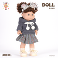 Preppy Style Fleece Hoodie Reborn Baby Doll, Handmade Exquisite Large Doll with Plaid Skirt, Perfect Gift for Kids, Collectors & Holiday Surprise