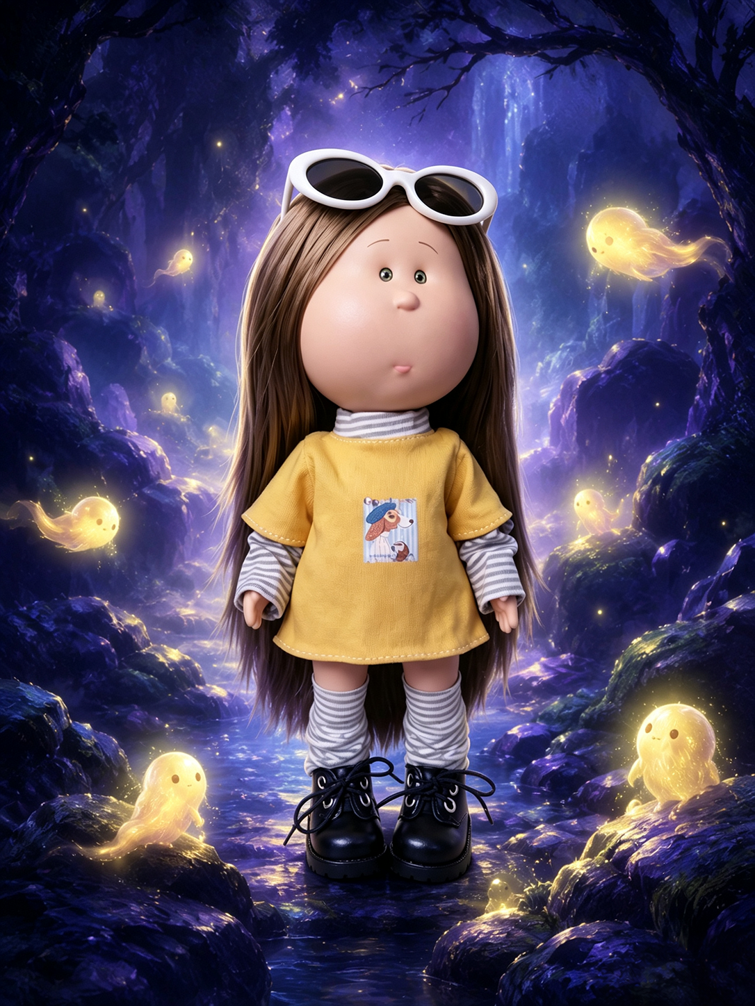 30cm Spanish Mia Potato Doll – Yellow Layered Casual Outfit; a collectible fashion doll for DIY styling and dress-up play; an ideal birthday or holiday gift for girls (perfect for Christmas and Halloween)