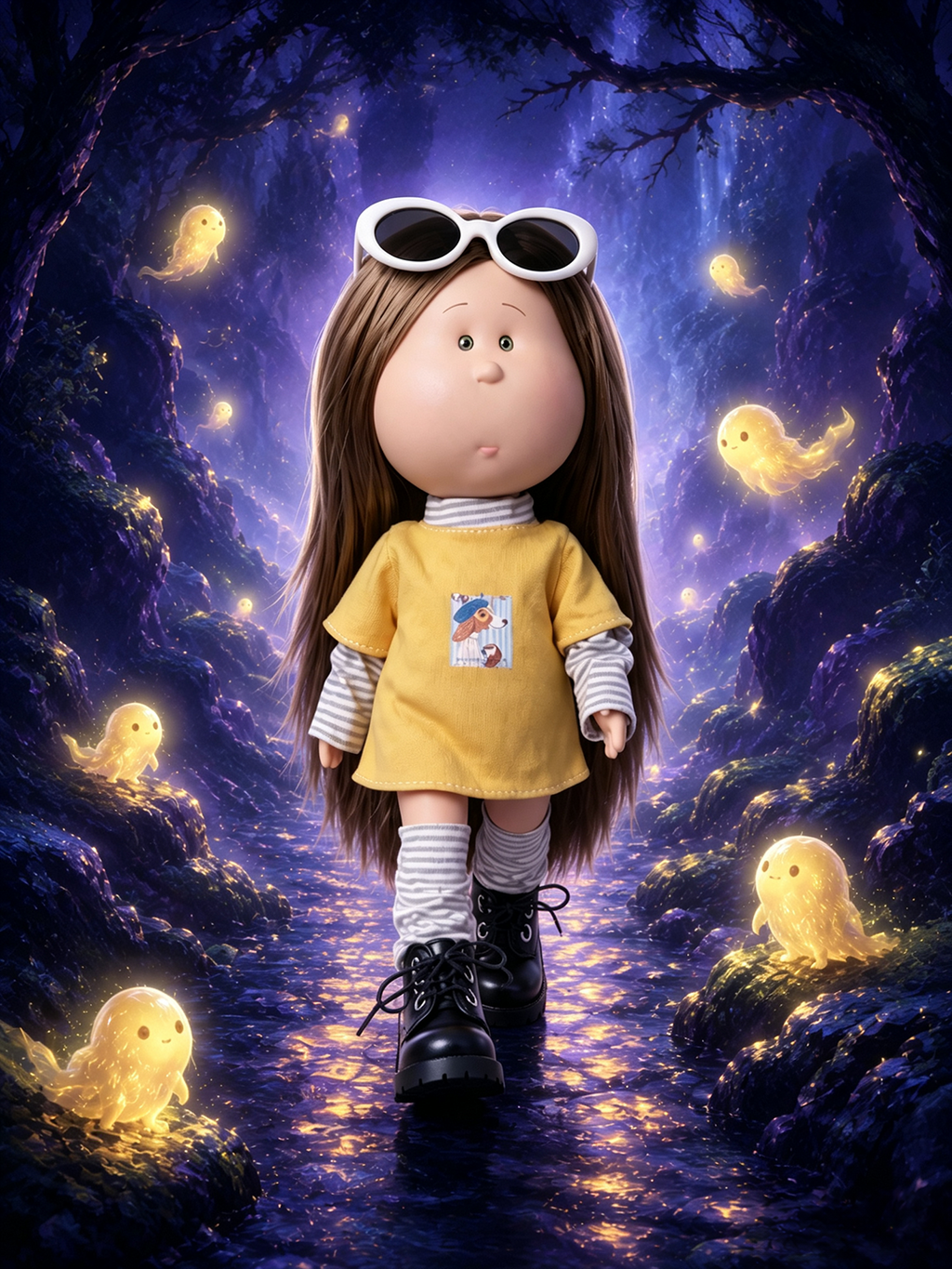 30cm Spanish Mia Potato Doll – Yellow Layered Casual Outfit; a collectible fashion doll for DIY styling and dress-up play; an ideal birthday or holiday gift for girls (perfect for Christmas and Halloween)