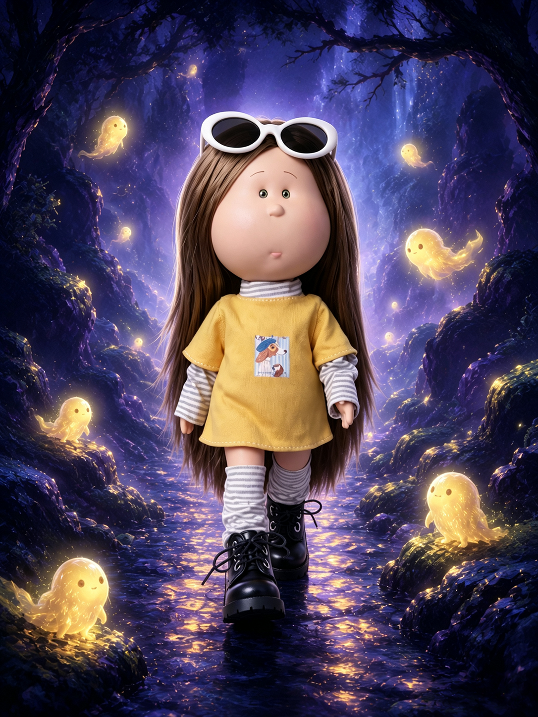 30cm Spanish Mia Potato Doll – Yellow Layered Casual Outfit; a collectible fashion doll for DIY styling and dress-up play; an ideal birthday or holiday gift for girls (perfect for Christmas and Halloween)