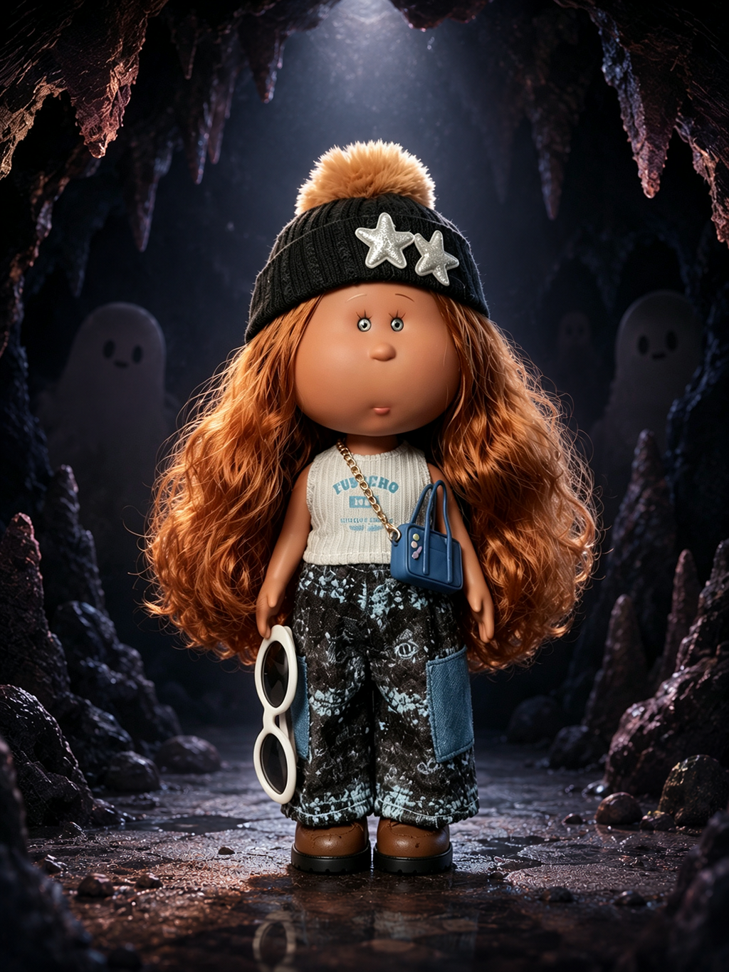 30cm Spanish Mia Potato Doll Street Hip-Hop Workwear Outfit Set, Handmade DIY Dress-Up Trend Collectible Toy, Birthday Holiday Gift for Girls & Collectors