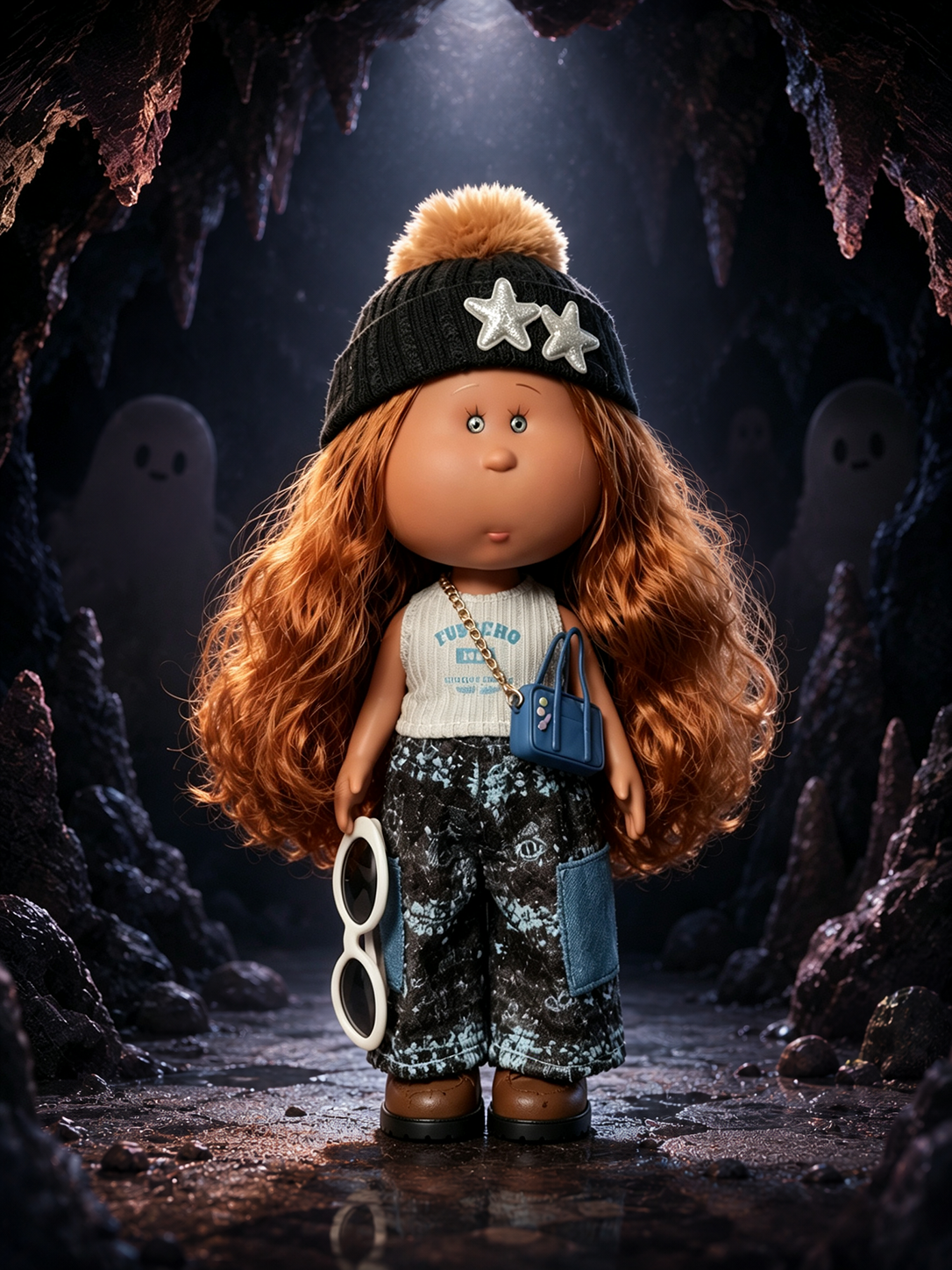 30cm Spanish Mia Potato Doll Street Hip-Hop Workwear Outfit Set, Handmade DIY Dress-Up Trend Collectible Toy, Birthday Holiday Gift for Girls & Collectors