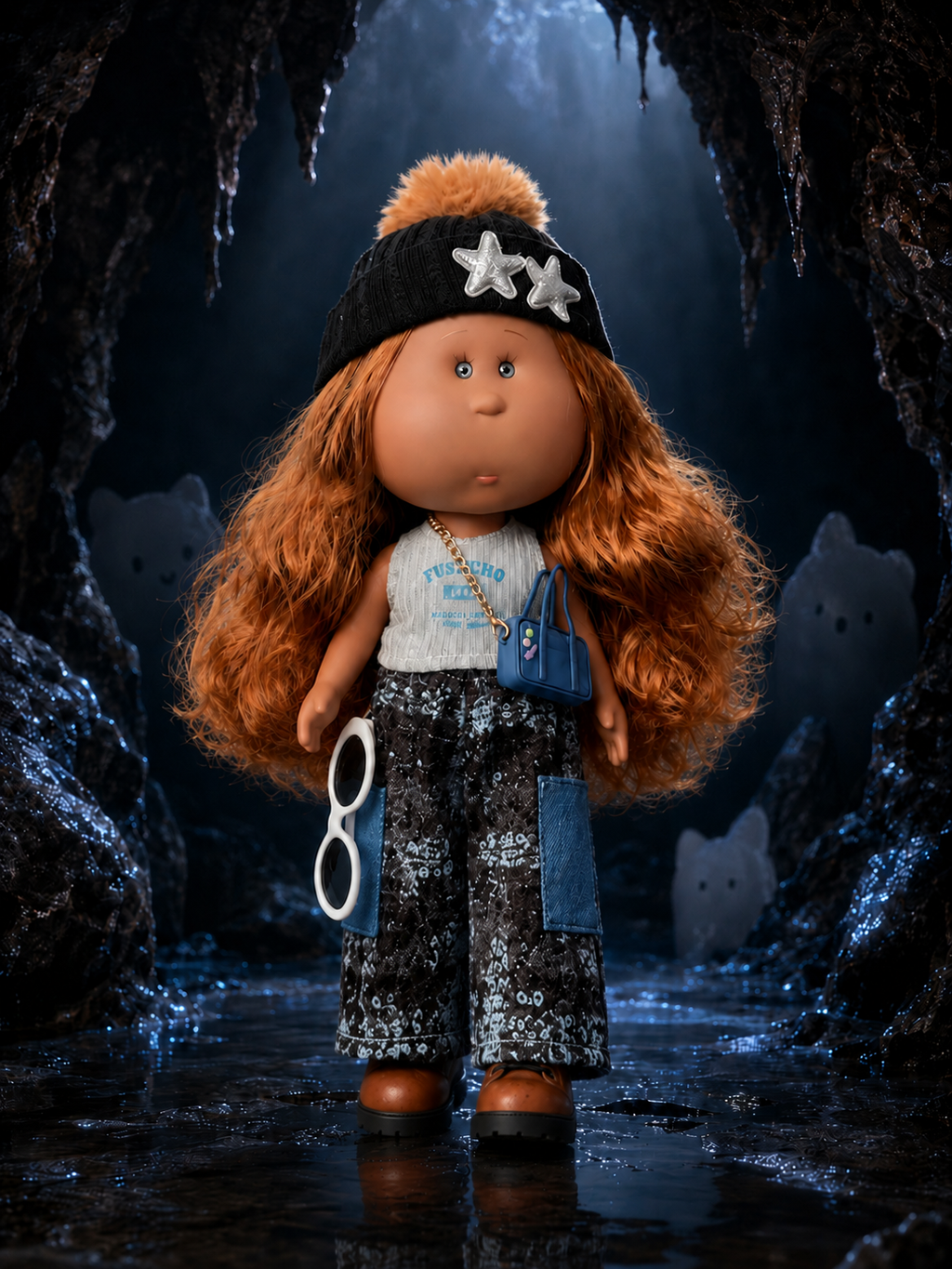 30cm Spanish Mia Potato Doll Street Hip-Hop Workwear Outfit Set, Handmade DIY Dress-Up Trend Collectible Toy, Birthday Holiday Gift for Girls & Collectors