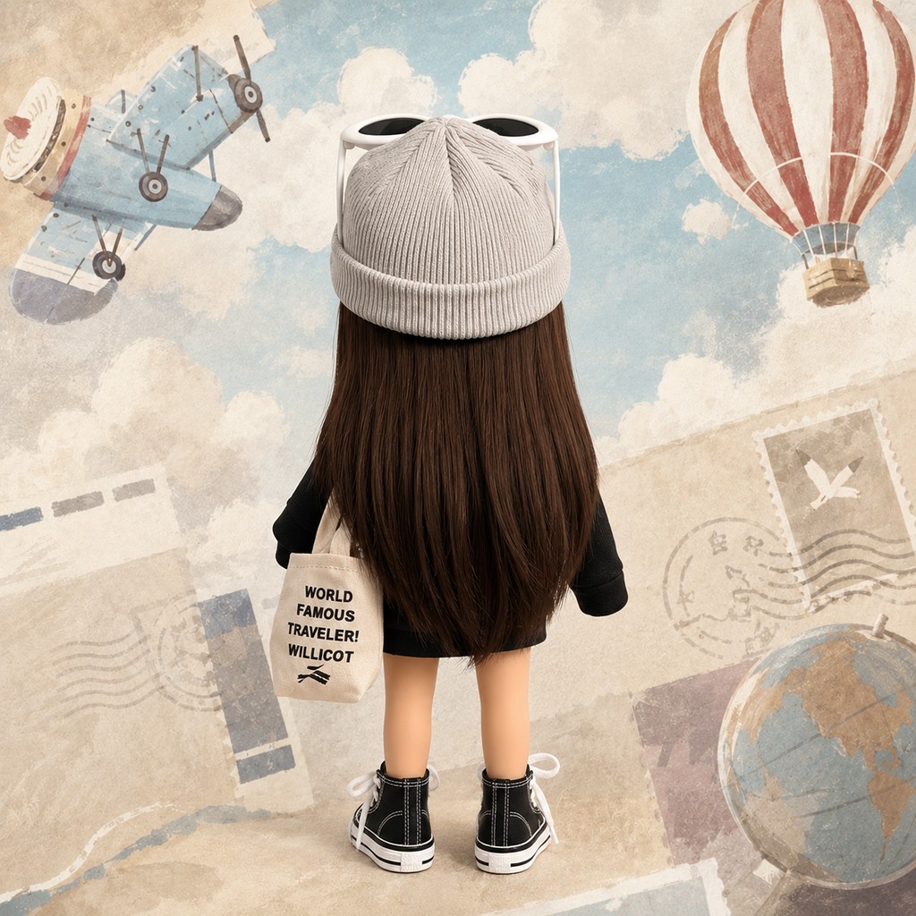 24cm MIA Potato Doll Urban Daily Street Style MIA Potato Doll 24cm Straight Brown Hair Doll Sweatshirt Outfit Pretend Play Collectible Toy Holiday Present for Boys & Girls
