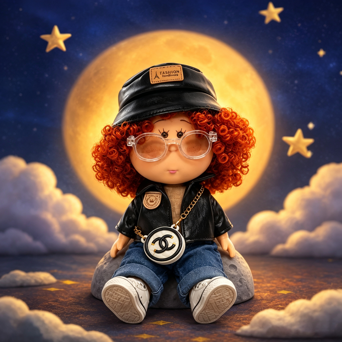 24 CM MIA Potato Vinyl Doll Street Hip-Hop Outfit Removable Hat Glasses Round Chain Bag DIY Dress Up Fashion Collectible Toy Birthday Gift For Collectors