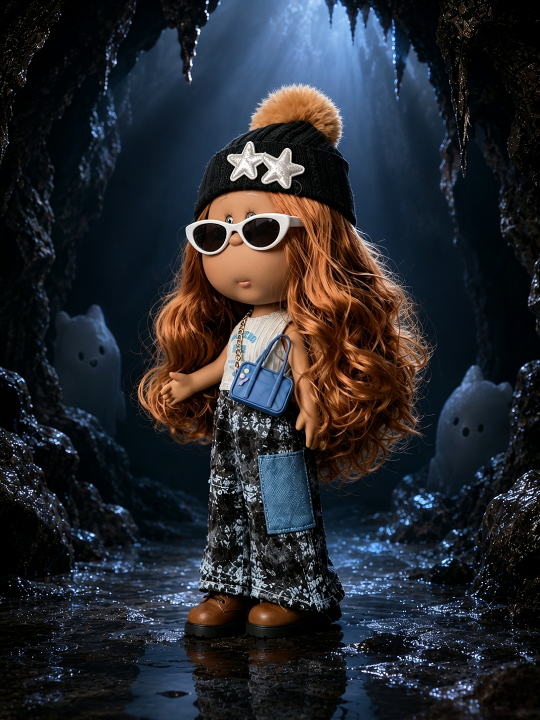 30cm Spanish Mia Potato Doll Street Hip-Hop Workwear Outfit Set, Handmade DIY Dress-Up Trend Collectible Toy, Birthday Holiday Gift for Girls & Collectors