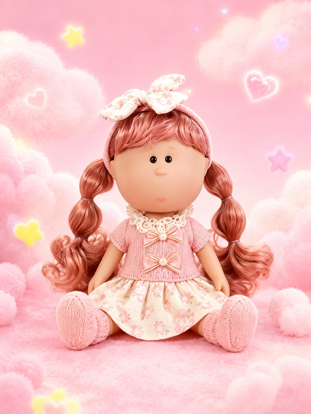 30cm Spanish Mia Potato Doll Pink Floral French Sweet Outfit Set, Handmade Detachable Dress-Up Toy, Birthday Holiday Gift for Girls