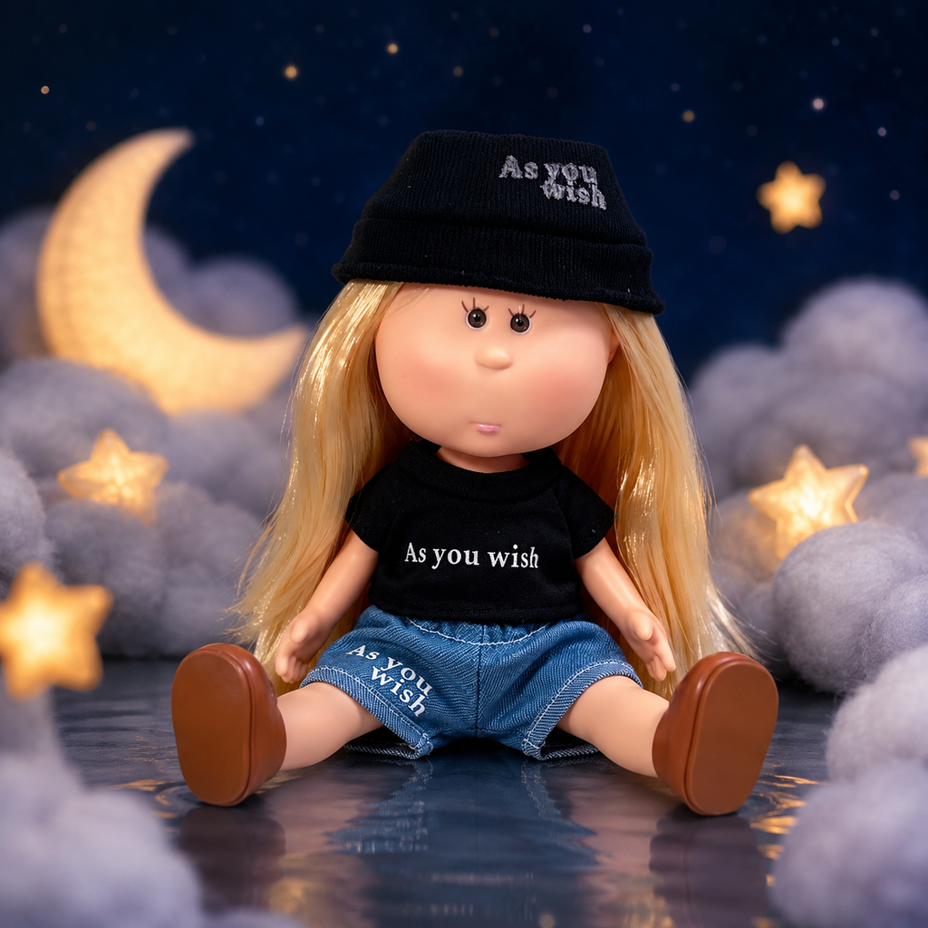 24cm MIA Potato Doll – Long Straight Blonde Hair, Beanie Hat, Street Casual Outfit, Brown Flat Shoes. Trendy fashion play doll—perfect as a birthday, Christmas, Children’s Day gift for imaginative play.