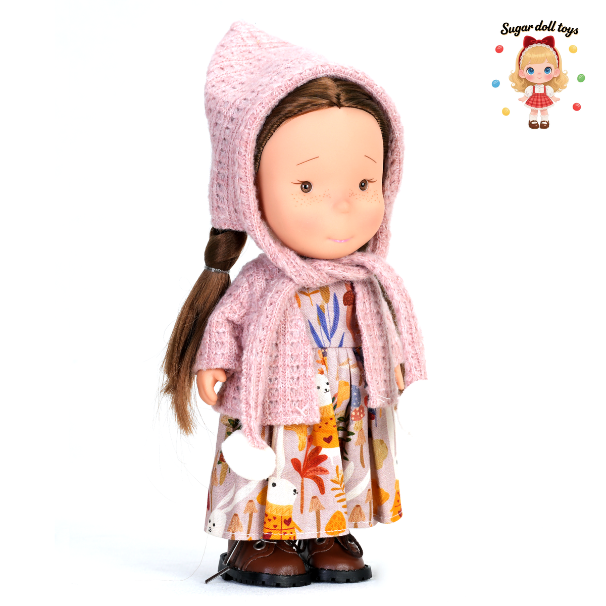 Mia Freckle Long‑Faced Doll is a collectible dress‑up doll with warm pastoral winter artistic forest‑style aesthetic. Ideal gift for girls and doll enthusiasts for Christmas, birthdays, winter themed display and companion play.