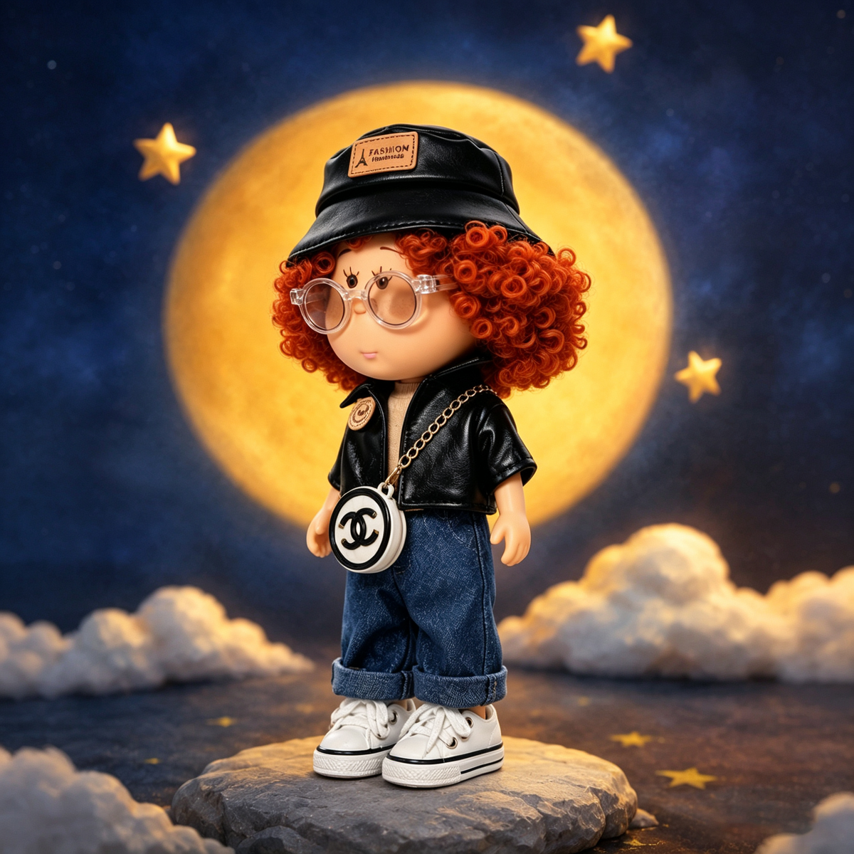 24 CM MIA Potato Vinyl Doll Street Hip-Hop Outfit Removable Hat Glasses Round Chain Bag DIY Dress Up Fashion Collectible Toy Birthday Gift For Collectors