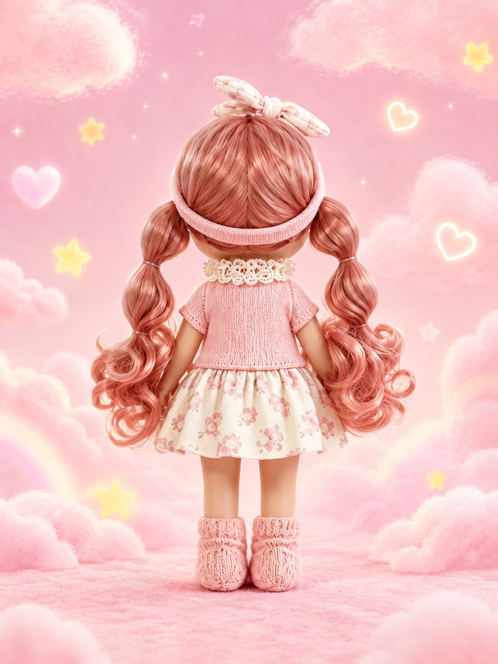 30cm Spanish Mia Potato Doll Pink Floral French Sweet Outfit Set, Handmade Detachable Dress-Up Toy, Birthday Holiday Gift for Girls