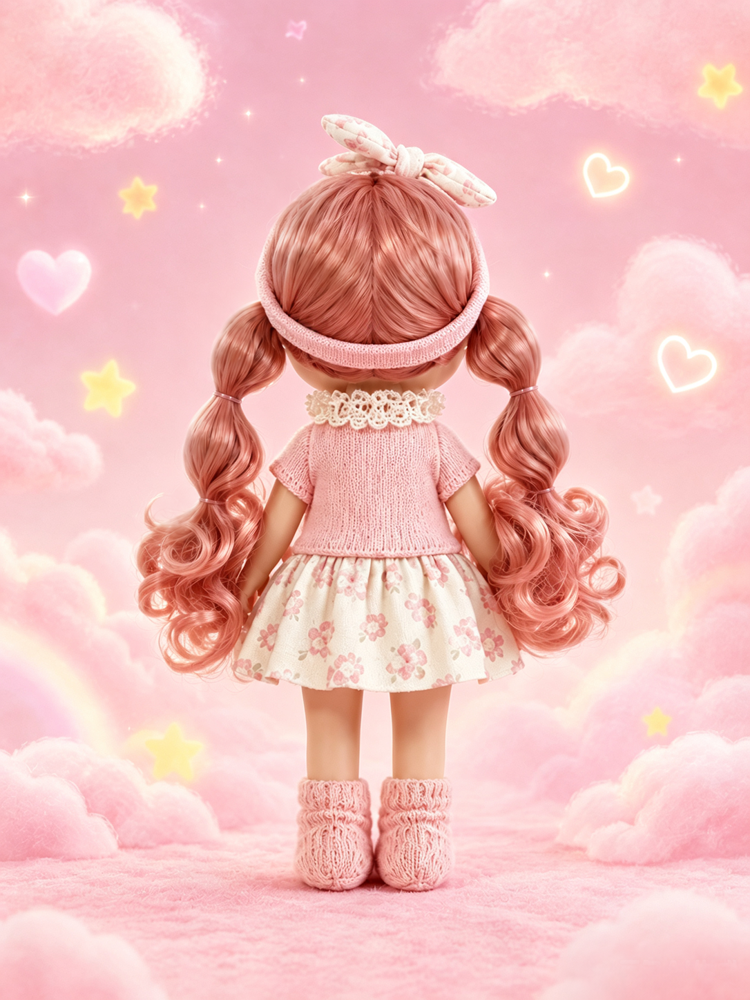 30cm Spanish Mia Potato Doll Pink Floral French Sweet Outfit Set, Handmade Detachable Dress-Up Toy, Birthday Holiday Gift for Girls
