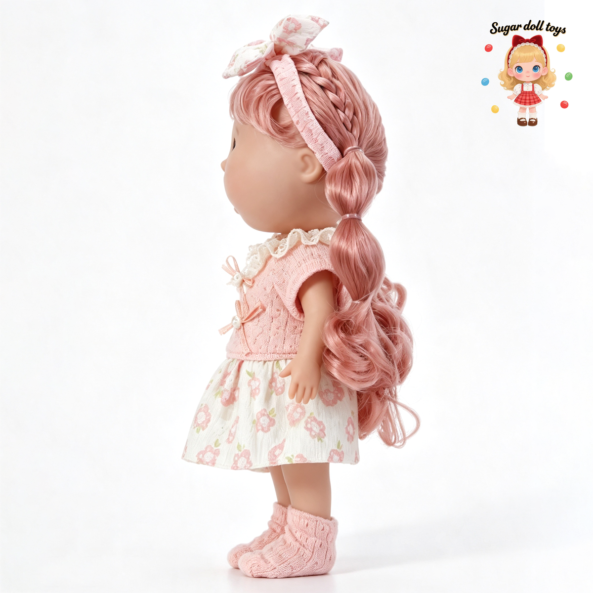 30cm Spanish Mia Potato Doll Pink Floral French Sweet Outfit Set, Handmade Detachable Dress-Up Toy, Birthday Holiday Gift for Girls