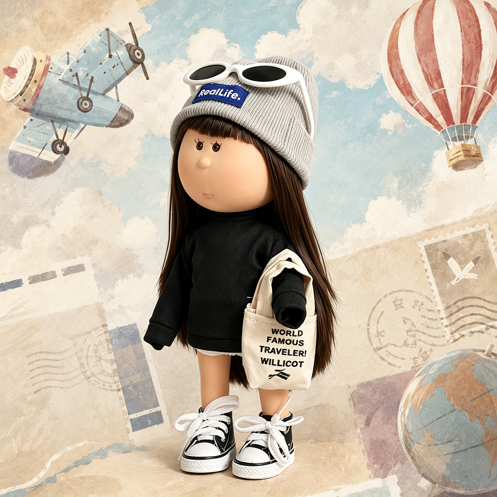 24cm MIA Potato Doll Urban Daily Street Style MIA Potato Doll 24cm Straight Brown Hair Doll Sweatshirt Outfit Pretend Play Collectible Toy Holiday Present for Boys & Girls