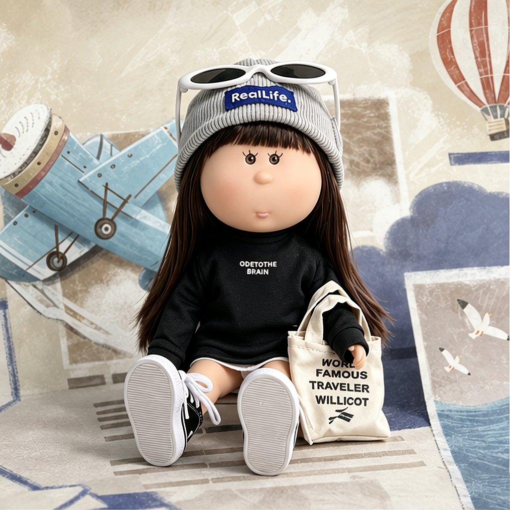 24cm MIA Potato Doll Urban Daily Street Style MIA Potato Doll 24cm Straight Brown Hair Doll Sweatshirt Outfit Pretend Play Collectible Toy Holiday Present for Boys & Girls