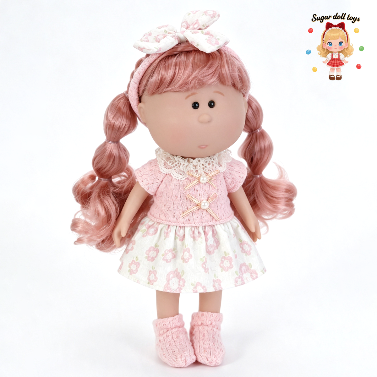 30cm Spanish Mia Potato Doll Pink Floral French Sweet Outfit Set, Handmade Detachable Dress-Up Toy, Birthday Holiday Gift for Girls
