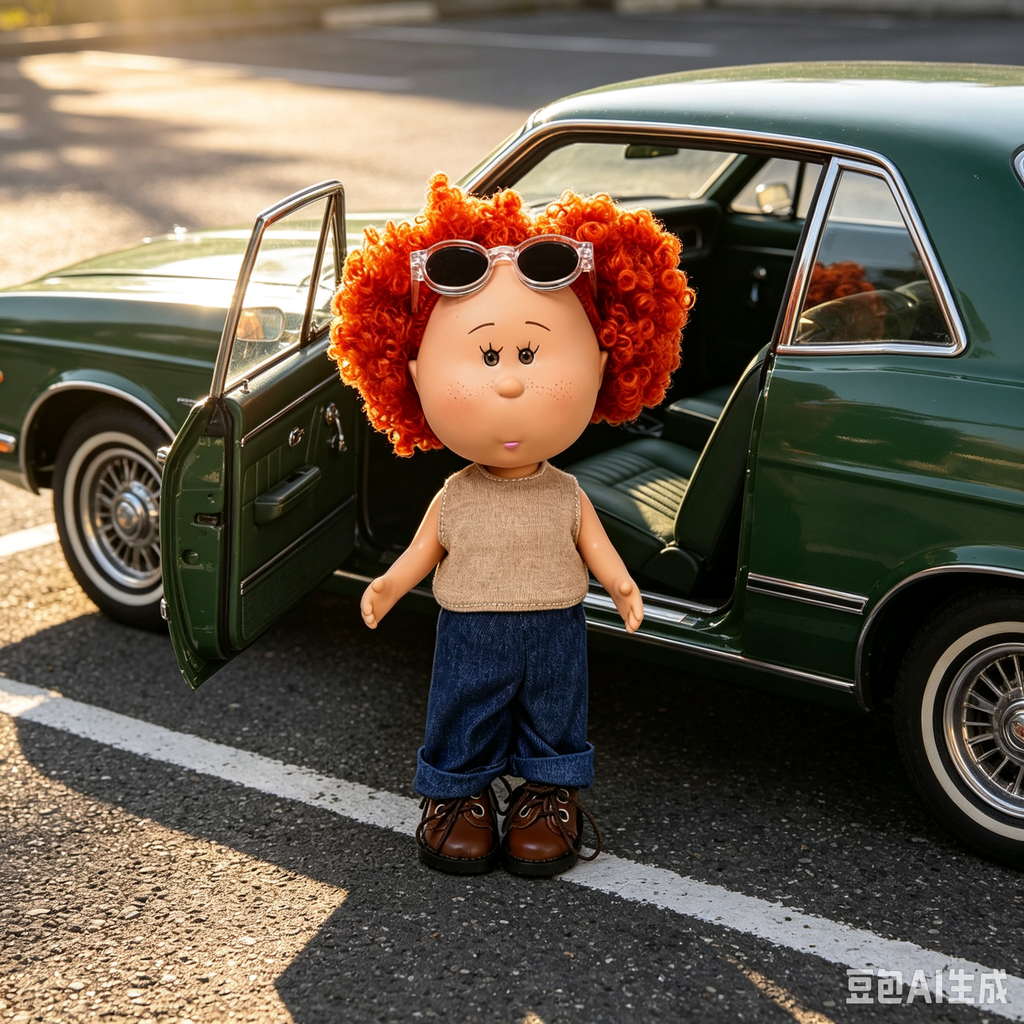 24 CM MIA Potato Vinyl Doll Ginger Red Afro Curly Hair Black Lens Clear Frame Sunglasses Khaki Sleeveless Tank Top Rolled Denim Jeans Brown Lace-up Leather Shoes Detachable Outfit DIY Dress Up Collectible Toy Birthday Gift For Kids Adult Collectors