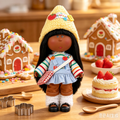 Handmade Cute Farm-Style Mia Doll – Featuring Fruit Pin Accessory, Plaid Crossbody Bag, and DIY Dress-Up Outfit; Ideal for Themed Gifts, Birthdays, and Christmas.