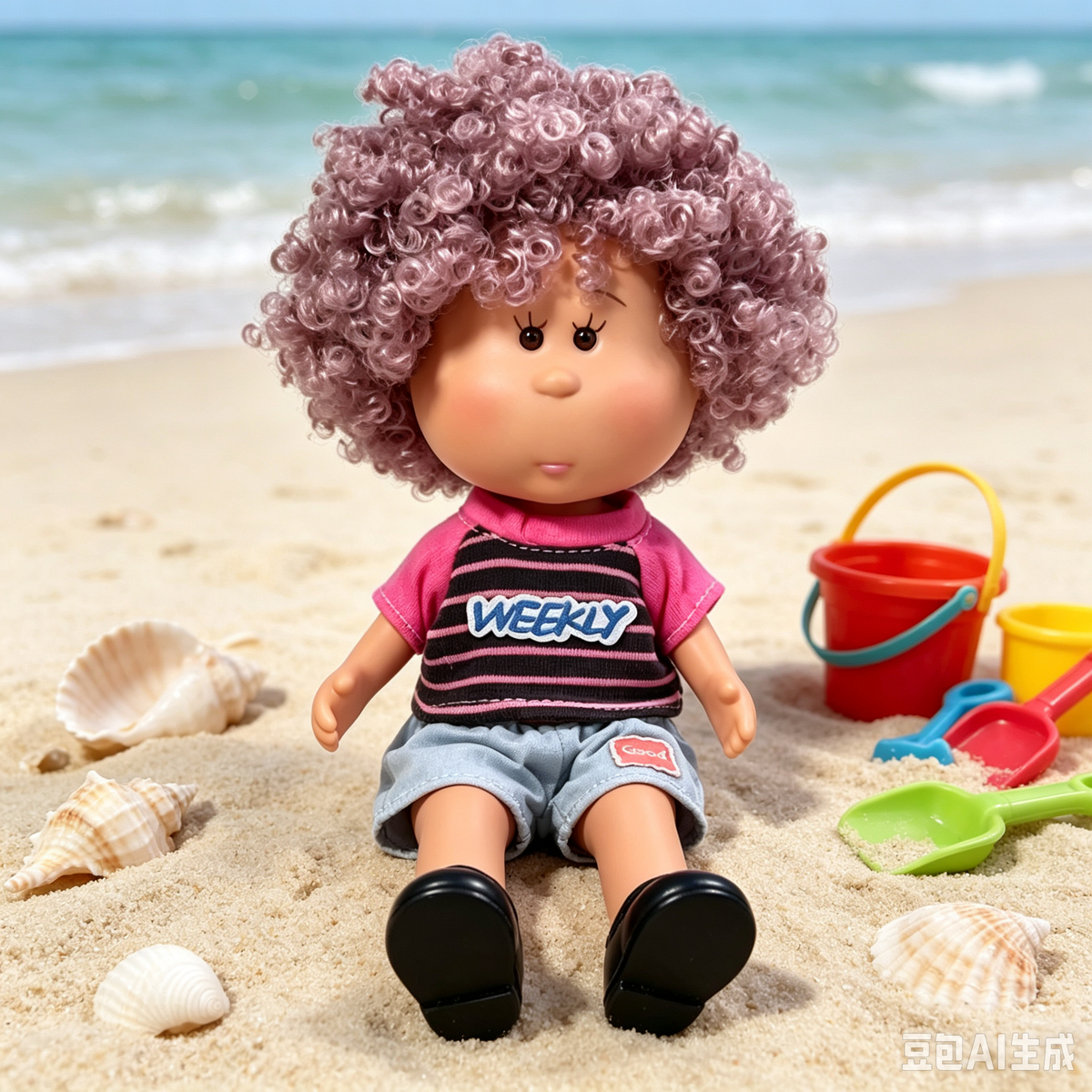 24cm MIA Potato Doll – Lavender Curly Hair, Casual Daily Outfit, Black Flat Shoes. Street‑style play doll—perfect as a birthday, Christmas, Children’s Day gift for imaginative play.
