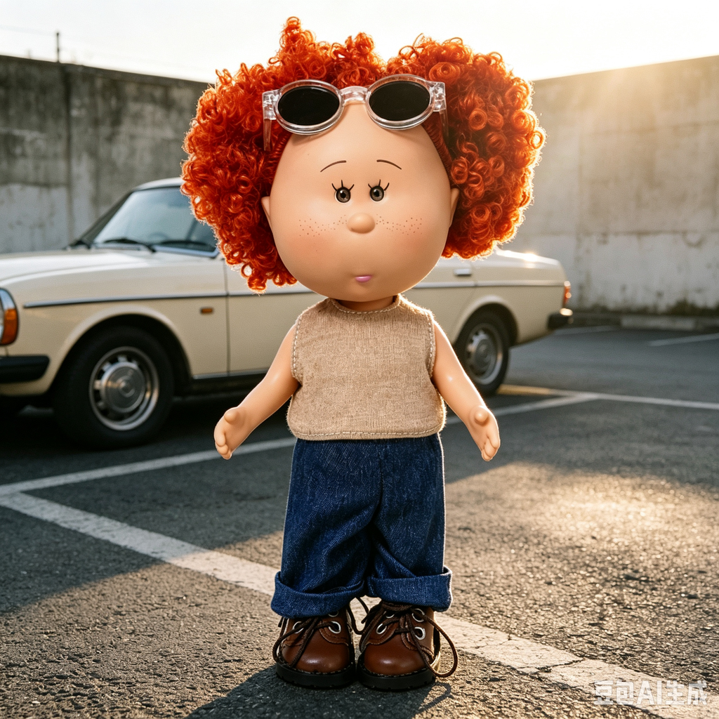 24 CM MIA Potato Vinyl Doll Ginger Red Afro Curly Hair Black Lens Clear Frame Sunglasses Khaki Sleeveless Tank Top Rolled Denim Jeans Brown Lace-up Leather Shoes Detachable Outfit DIY Dress Up Collectible Toy Birthday Gift For Kids Adult Collectors
