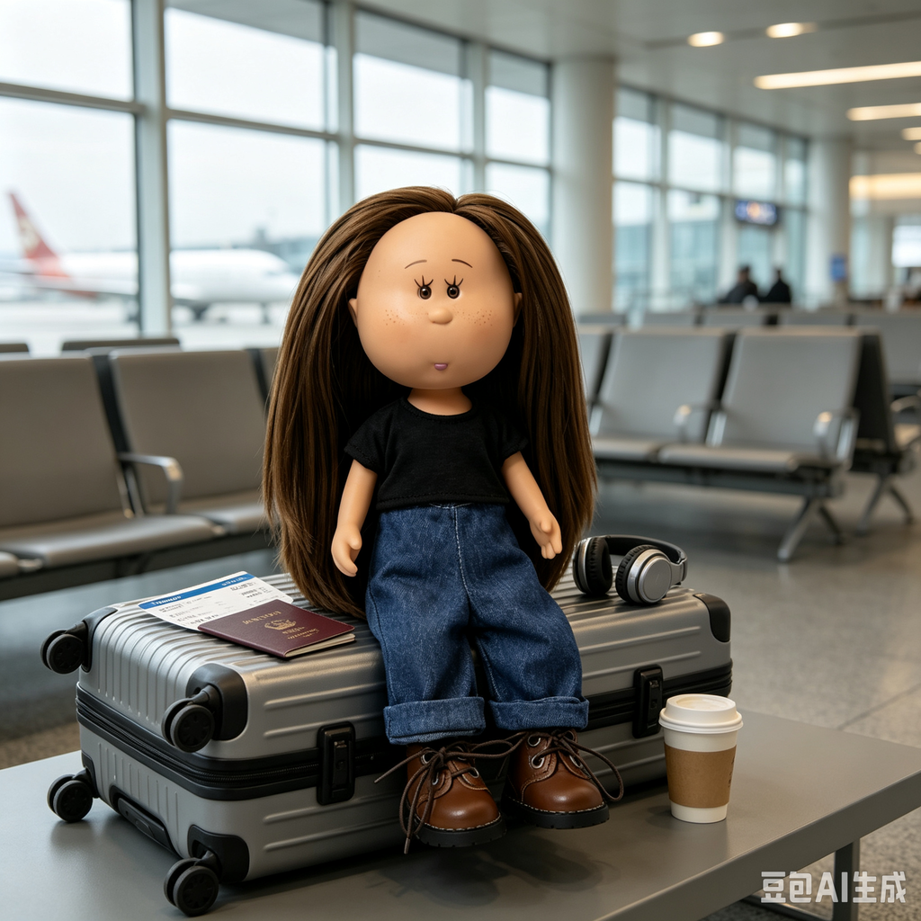 24 CM MIA Potato Vinyl Doll Casual Style Long Straight Brown Hair Black Short Sleeve Top Rolled Jeans Brown Leather Shoes Removable Outfit DIY Dress Up Collectible Toy Birthday Gift For Kids Collectors
