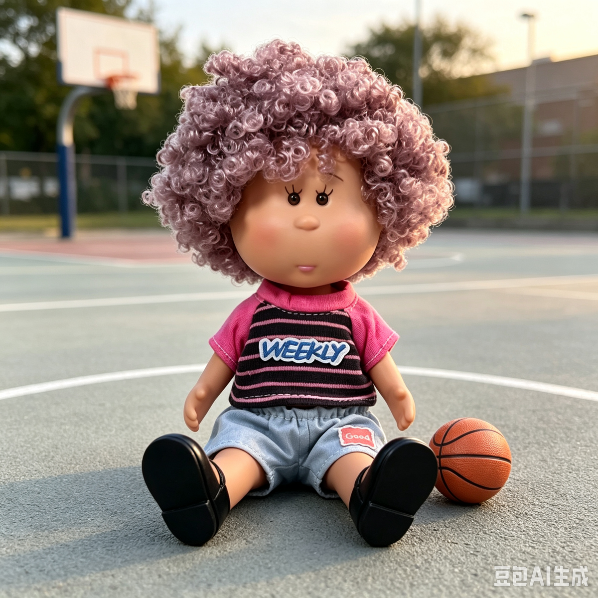 24cm MIA Potato Doll – Lavender Curly Hair, Casual Daily Outfit, Black Flat Shoes. Street‑style play doll—perfect as a birthday, Christmas, Children’s Day gift for imaginative play.