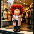 24cm MIA Potato Doll Red Afro Curly Hair Tweed Coat Outfit Sunglasses Mini Crossbody Bag Vinyl Collectible Toy