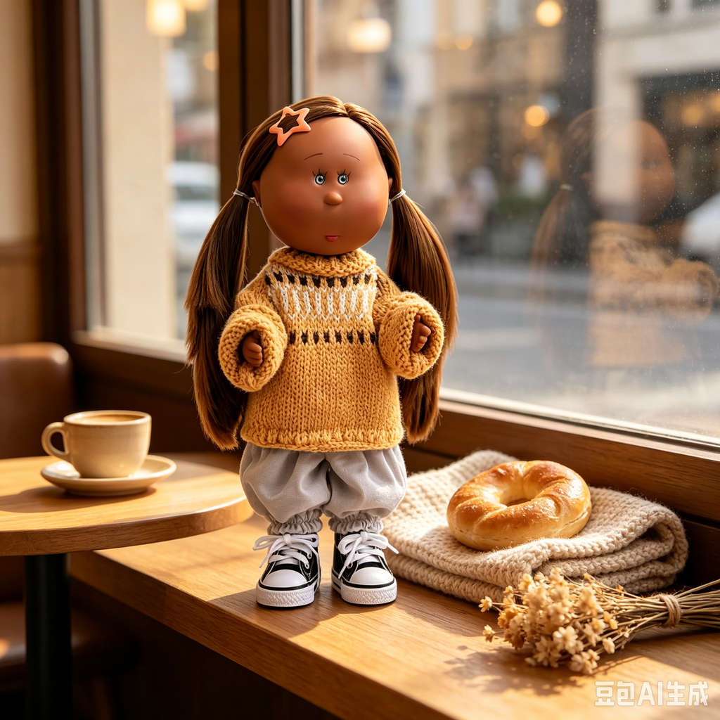 24cm MIA Potato Doll Brown Pigtails Knitted Sweater Outfit Star Hair Clip Removable Clothes Vinyl Collectible Toy