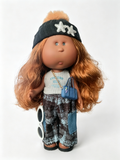30cm Spanish Mia Potato Doll Street Hip-Hop Workwear Outfit Set, Handmade DIY Dress-Up Trend Collectible Toy, Birthday Holiday Gift for Girls & Collectors