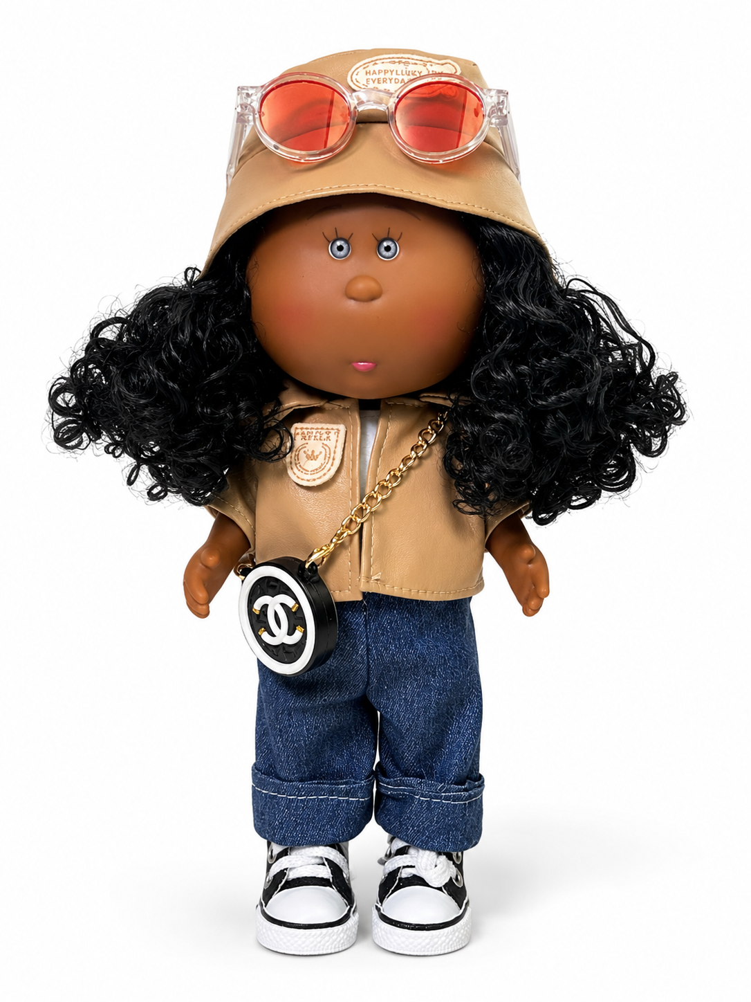 24 CM MIA Potato Vinyl Doll Street Hip-Hop Outfit Removable Hat Glasses Round Chain Bag DIY Dress Up Fashion Collectible Toy Birthday Gift For Collectors