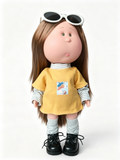 30cm Spanish Mia Potato Doll – Yellow Layered Casual Outfit; a collectible fashion doll for DIY styling and dress-up play; an ideal birthday or holiday gift for girls (perfect for Christmas and Halloween)