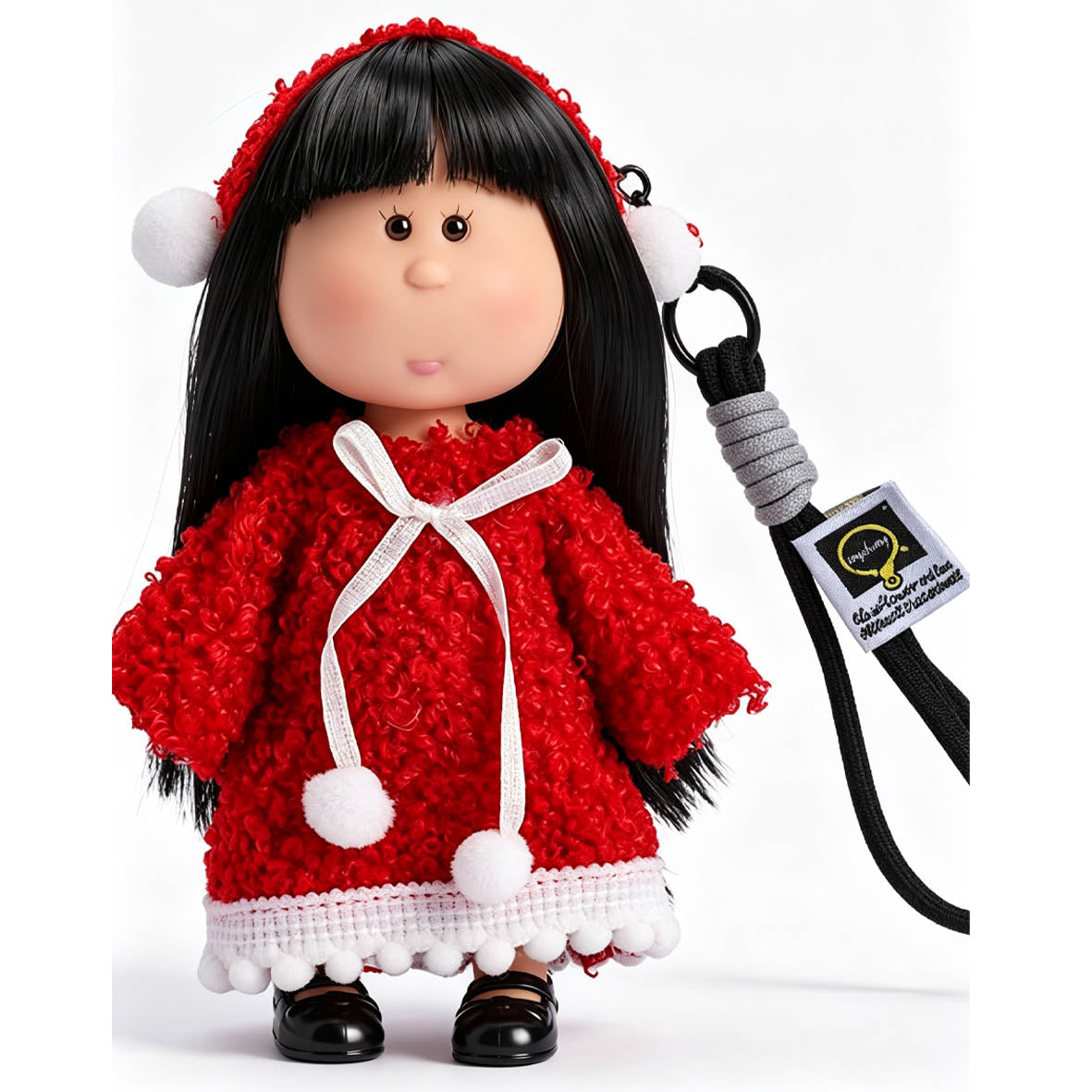 14cm MIA Potato Doll Keychain, Red Fuzzy Pom?pom Dress Festive Winter Style Backpack Charm Christmas Holiday Gift